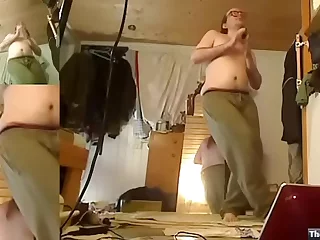 Cute European lad, 76 days into his cute dancing challenge, shares his progress on webcam. With a beer in hand, he skillfully dances in pants only, aiming for a community orgasm after 15 days.