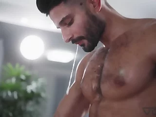 Samm Fitness, a muscular hunk, eagerly plows through athletic bodies, leaving Theo Colucci's ass quivering. This intense encounter is a testament to raw, passionate desire and unbridled athleticism.